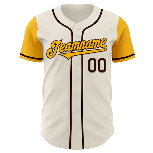 Custom Cream Gold-Brown Authentic Two Tone Baseball Jersey - Sky-Custom