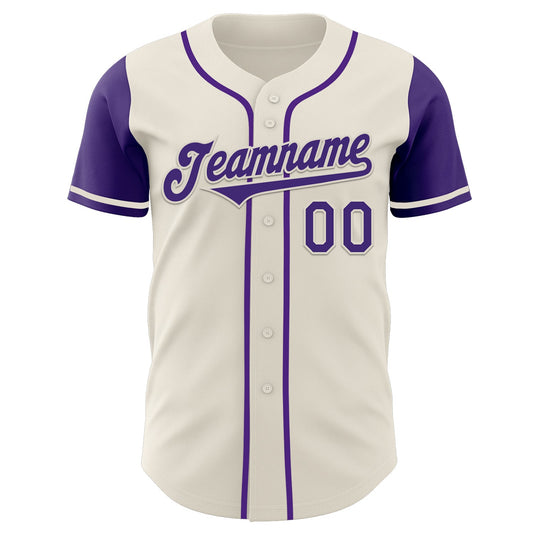 Custom Cream Purple Authentic Two Tone Baseball Jersey - Sky-Custom