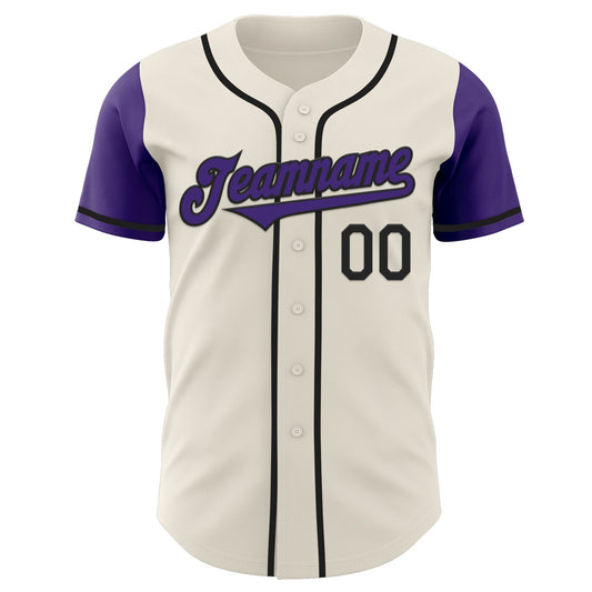 Custom Cream Purple-Black Authentic Two Tone Baseball Jersey - Sky-Custom