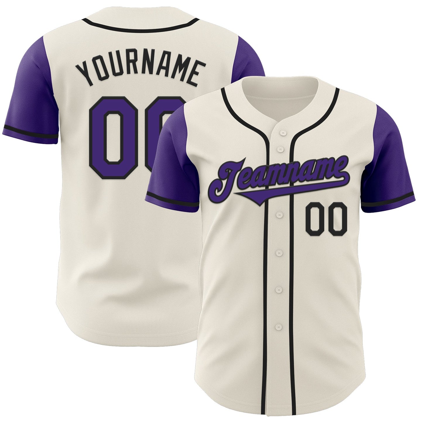 Custom Cream Purple-Black Authentic Two Tone Baseball Jersey - Sky-Custom