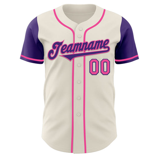 Custom Cream Purple-Pink Authentic Two Tone Baseball Jersey - Sky-Custom