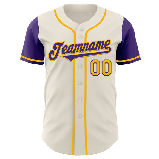 Custom Cream Purple-Gold Authentic Two Tone Baseball Jersey - Sky-Custom