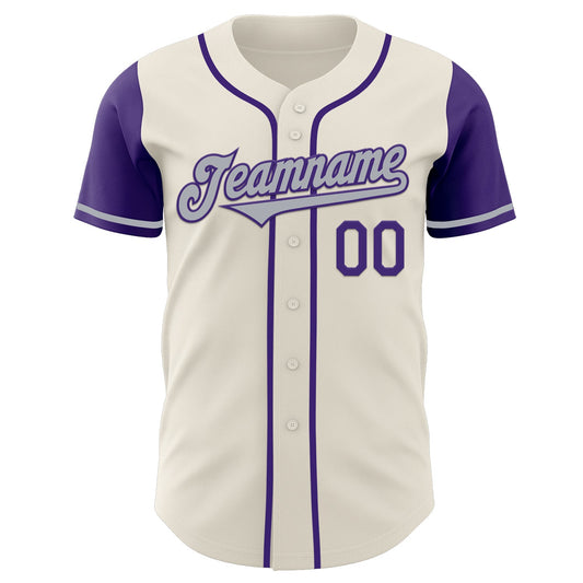 Custom Cream Gray-Purple Authentic Two Tone Baseball Jersey - Sky-Custom