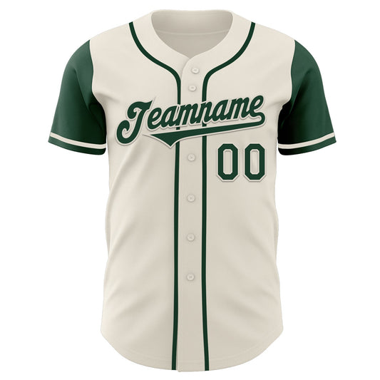 Custom Cream Green Authentic Two Tone Baseball Jersey - Sky-Custom