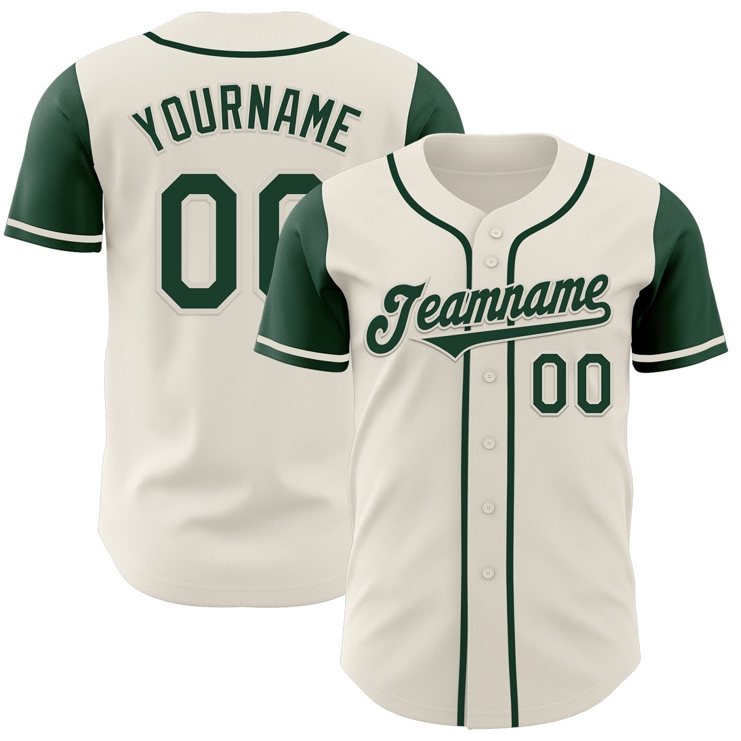 Custom Cream Green Authentic Two Tone Baseball Jersey - Sky-Custom