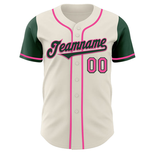 Custom Cream Green-Pink Authentic Two Tone Baseball Jersey - Sky-Custom