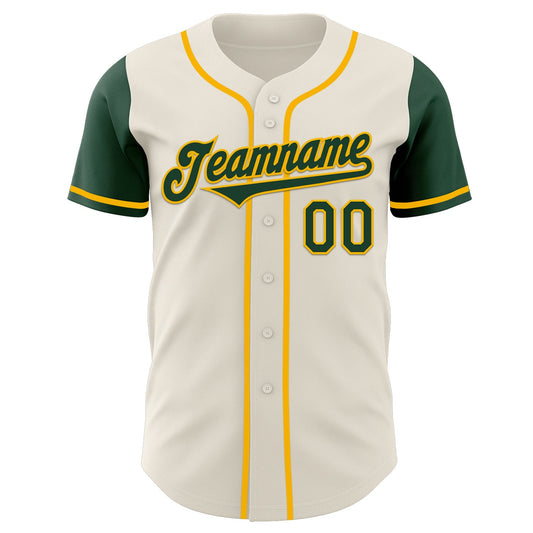 Custom Cream Green-Gold Authentic Two Tone Baseball Jersey - Sky-Custom