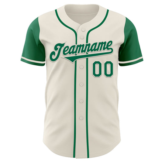 Custom Cream Kelly Green Authentic Two Tone Baseball Jersey - Sky-Custom