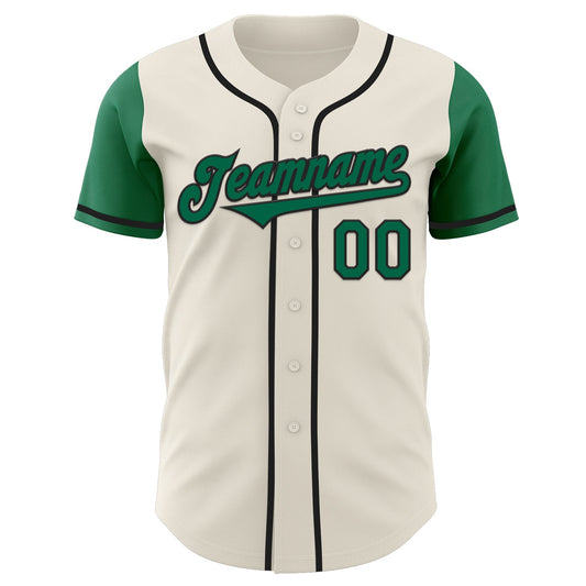 Custom Cream Kelly Green-Black Authentic Two Tone Baseball Jersey - Sky-Custom