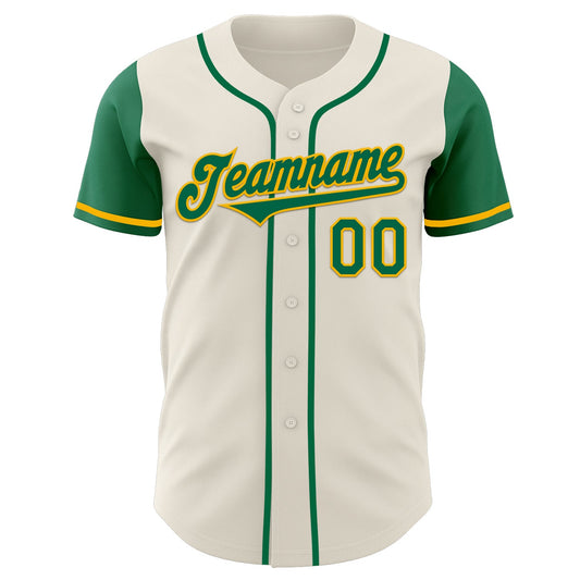 Custom Cream Kelly Green-Gold Authentic Two Tone Baseball Jersey - Sky-Custom