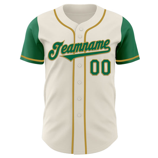 Custom Cream Kelly Green-Old Gold Authentic Two Tone Baseball Jersey - Sky-Custom