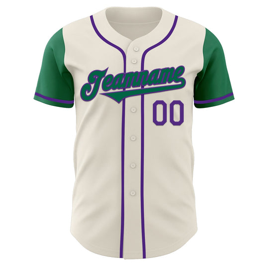 Custom Cream Kelly Green-Purple Authentic Two Tone Baseball Jersey - Sky-Custom