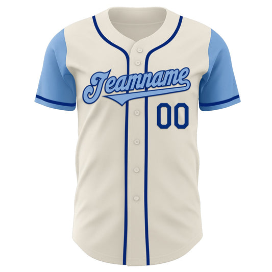 Custom Cream Light Blue-Royal Authentic Two Tone Baseball Jersey - Sky-Custom