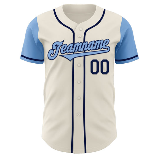 Custom Cream Light Blue-Navy Authentic Two Tone Baseball Jersey - Sky-Custom
