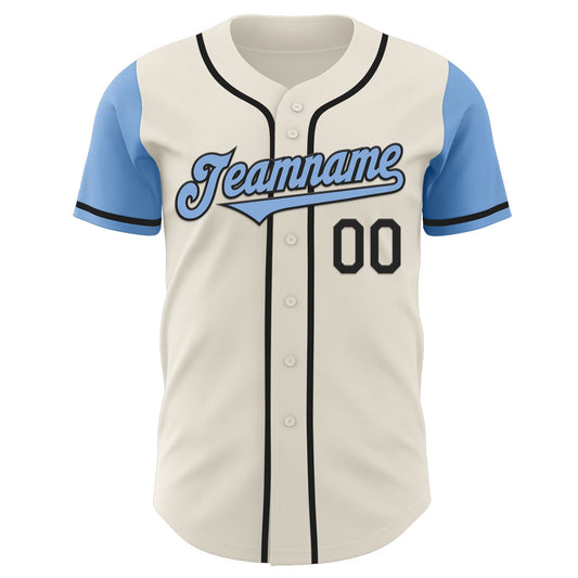 Custom Cream Light Blue-Black Authentic Two Tone Baseball Jersey - Sky-Custom