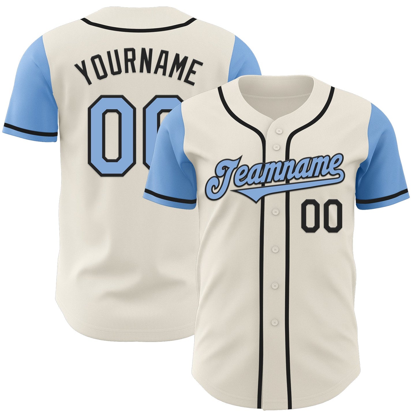 Custom Cream Light Blue-Black Authentic Two Tone Baseball Jersey - Sky-Custom