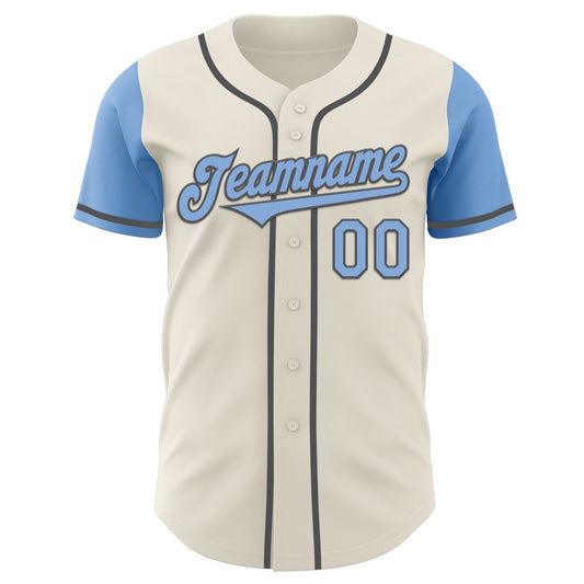 Custom Cream Light Blue-Steel Gray Authentic Two Tone Baseball Jersey - Sky-Custom