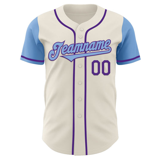 Custom Cream Light Blue-Purple Authentic Two Tone Baseball Jersey - Sky-Custom