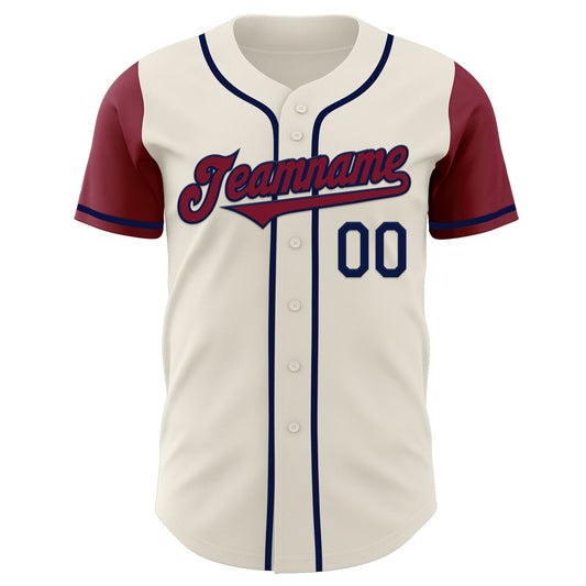 Custom Cream Crimson-Navy Authentic Two Tone Baseball Jersey - Sky-Custom