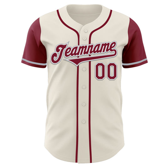 Custom Cream Crimson White-Gray Authentic Two Tone Baseball Jersey - Sky-Custom