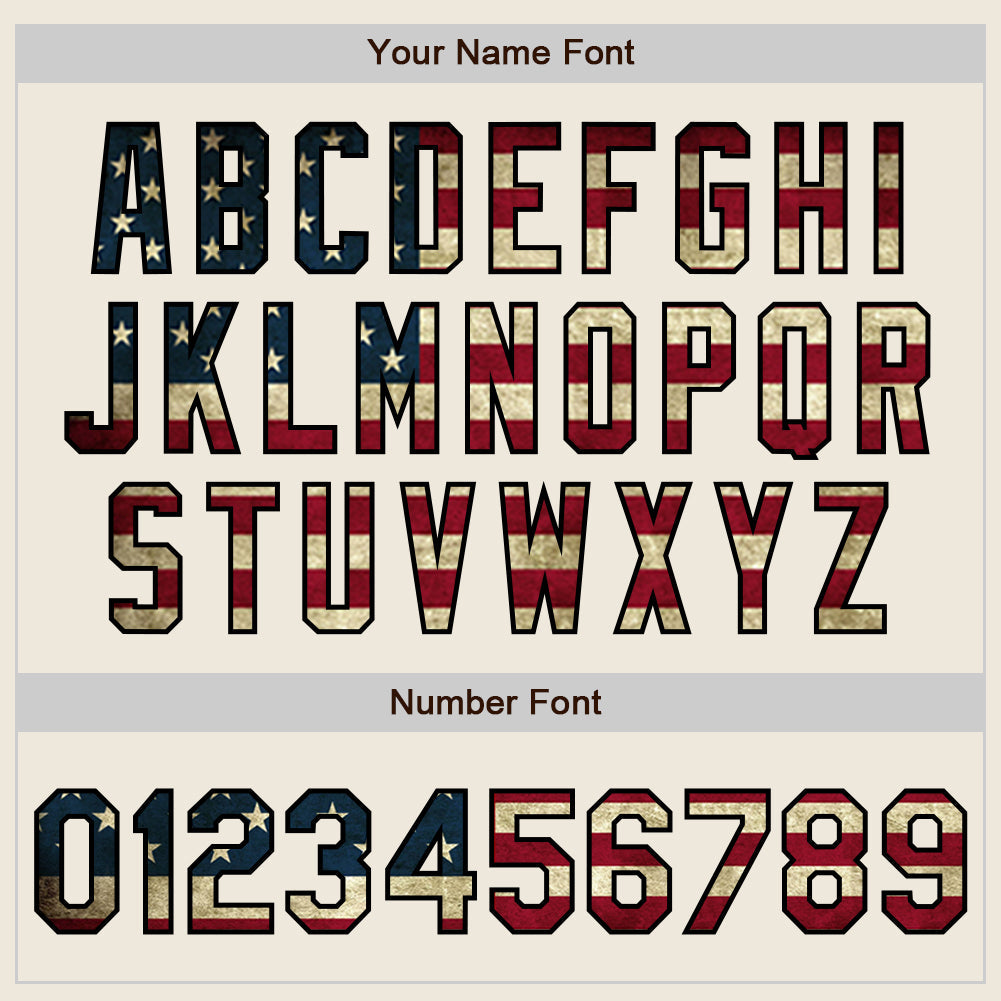 Custom Cream Vintage USA Flag Olive-Black Authentic Two Tone Baseball Jersey - Sky-Custom