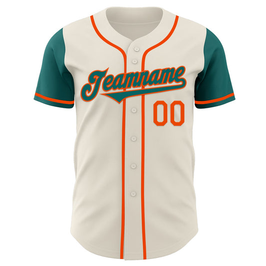 Custom Cream Teal-Orange Authentic Two Tone Baseball Jersey - Sky-Custom