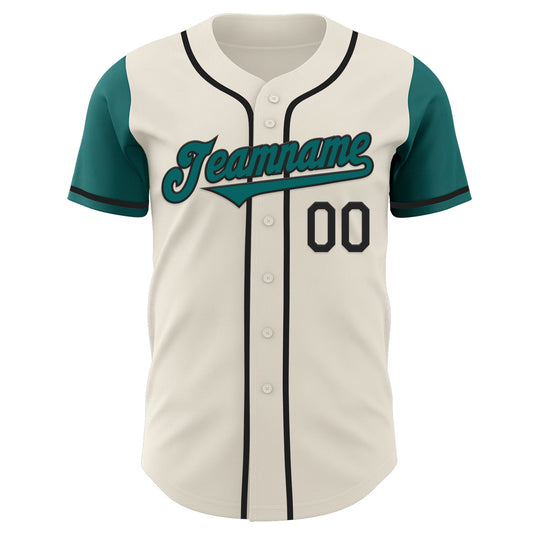 Custom Cream Teal-Black Authentic Two Tone Baseball Jersey - Sky-Custom