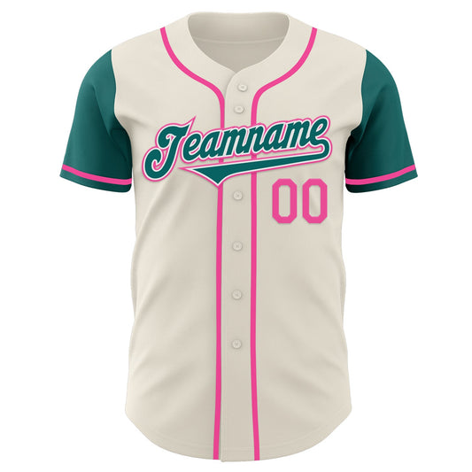 Custom Cream Teal White-Pink Authentic Two Tone Baseball Jersey - Sky-Custom