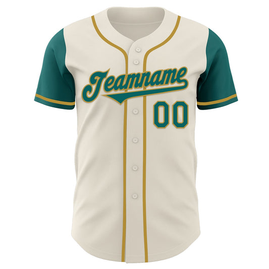 Custom Cream Teal-Old Gold Authentic Two Tone Baseball Jersey - Sky-Custom