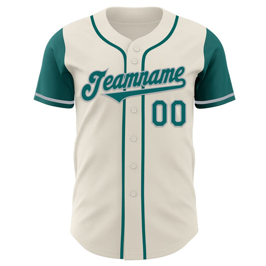 Custom Cream Teal-Gray Authentic Two Tone Baseball Jersey - Sky-Custom