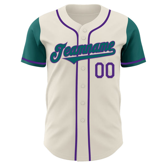 Custom Cream Teal-Purple Authentic Two Tone Baseball Jersey - Sky-Custom