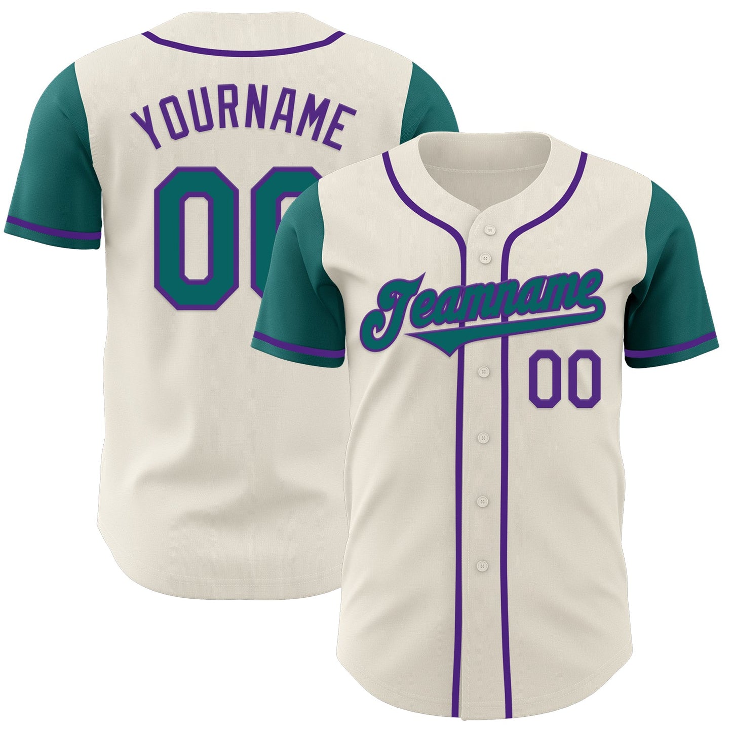 Custom Cream Teal-Purple Authentic Two Tone Baseball Jersey - Sky-Custom