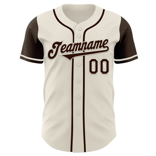 Custom Cream Brown Authentic Two Tone Baseball Jersey - Sky-Custom