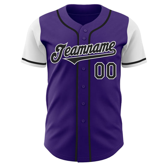 Custom Purple Black-White Authentic Two Tone Baseball Jersey - Sky-Custom