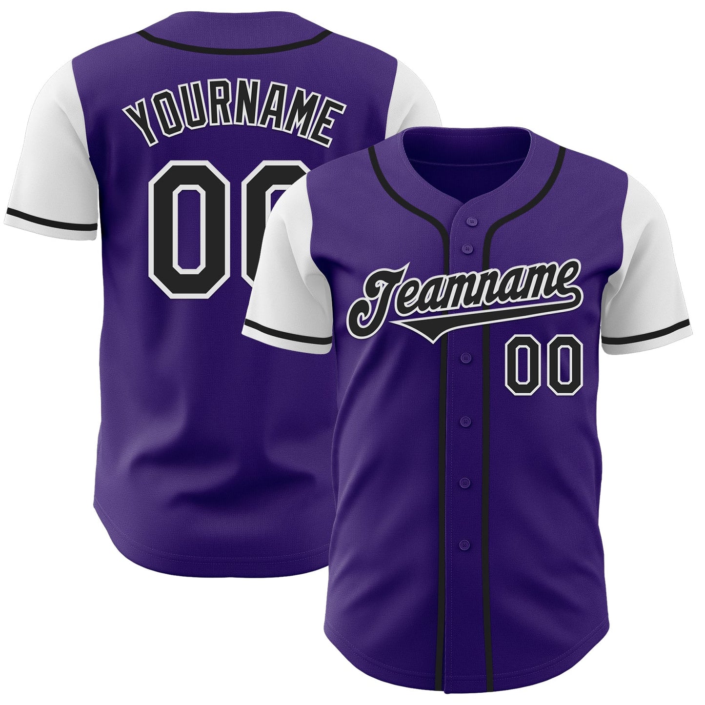 Custom Purple Black-White Authentic Two Tone Baseball Jersey - Sky-Custom