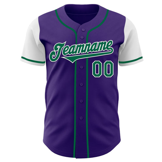 Custom Purple Kelly Green-White Authentic Two Tone Baseball Jersey - Sky-Custom