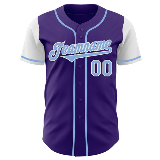 Custom Purple Light Blue-White Authentic Two Tone Baseball Jersey - Sky-Custom