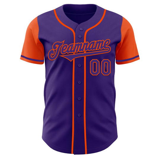 Custom Purple Orange Authentic Two Tone Baseball Jersey - Sky-Custom
