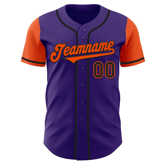 Custom Purple Orange-Black Authentic Two Tone Baseball Jersey - Sky-Custom