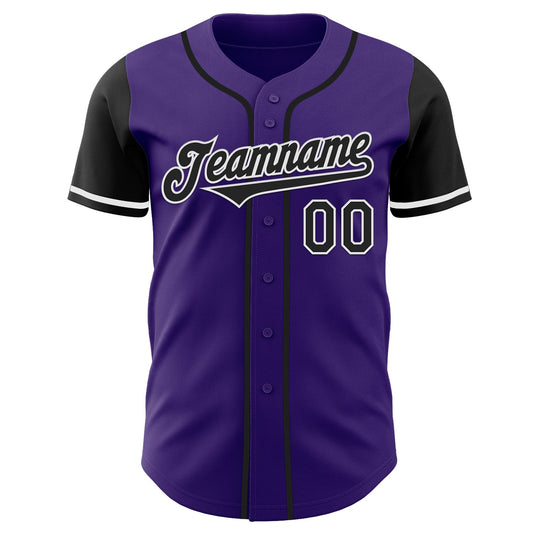 Custom Purple Black-White Authentic Two Tone Baseball Jersey - Sky-Custom
