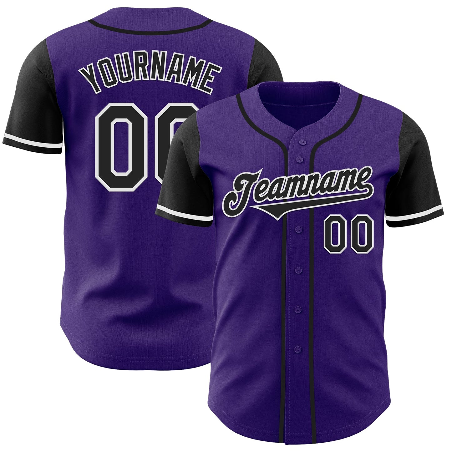 Custom Purple Black-White Authentic Two Tone Baseball Jersey - Sky-Custom