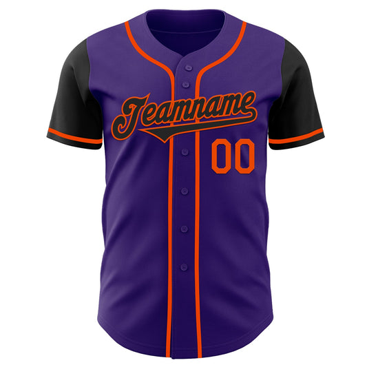 Custom Purple Black-Orange Authentic Two Tone Baseball Jersey - Sky-Custom