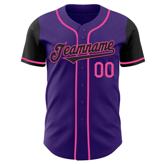 Custom Purple Black-Pink Authentic Two Tone Baseball Jersey - Sky-Custom