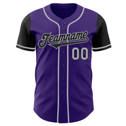 Custom Purple Black-Gray Authentic Two Tone Baseball Jersey - Sky-Custom