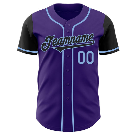 Custom Purple Black-Light Blue Authentic Two Tone Baseball Jersey - Sky-Custom