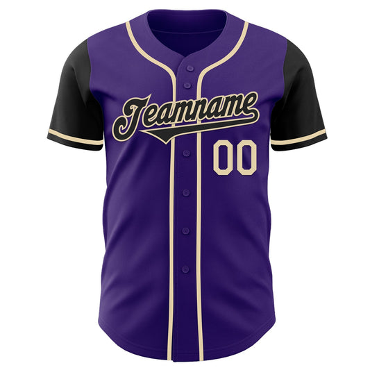 Custom Purple Black-Cream Authentic Two Tone Baseball Jersey - Sky-Custom