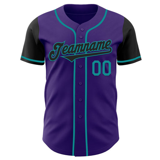 Custom Purple Black-Teal Authentic Two Tone Baseball Jersey - Sky-Custom