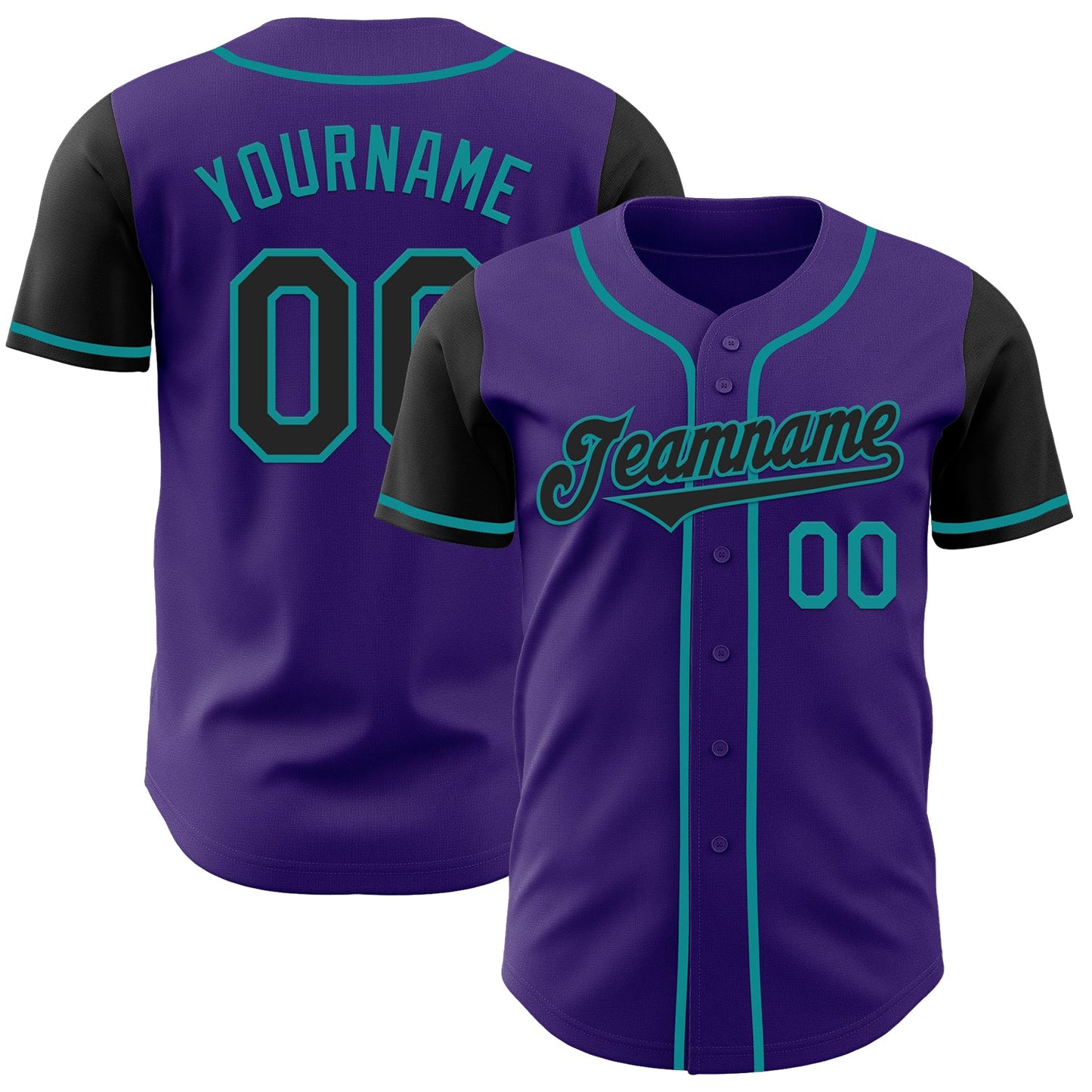 Custom Purple Black-Teal Authentic Two Tone Baseball Jersey - Sky-Custom