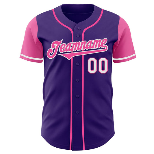 Custom Purple Pink-White Authentic Two Tone Baseball Jersey - Sky-Custom