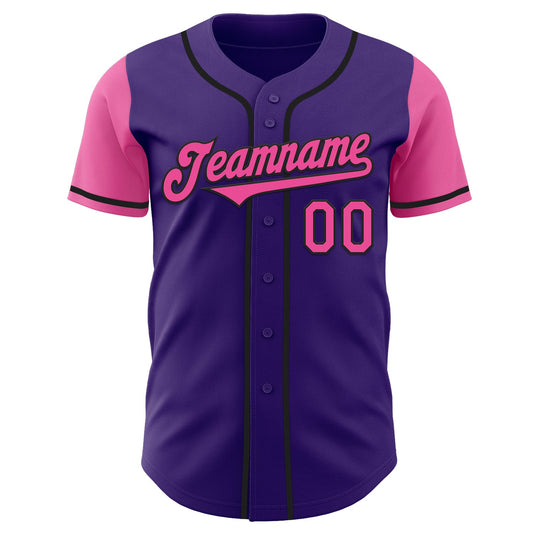 Custom Purple Pink-Black Authentic Two Tone Baseball Jersey - Sky-Custom